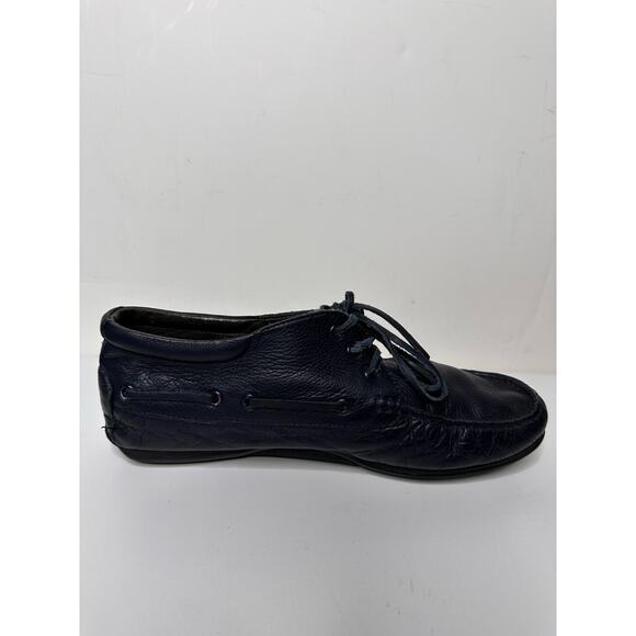 Russell & Bromley Leather Moccassin Loafer Lace Up Mid Top Navy LaceUp Driver 42 - Picture 6 of 12
